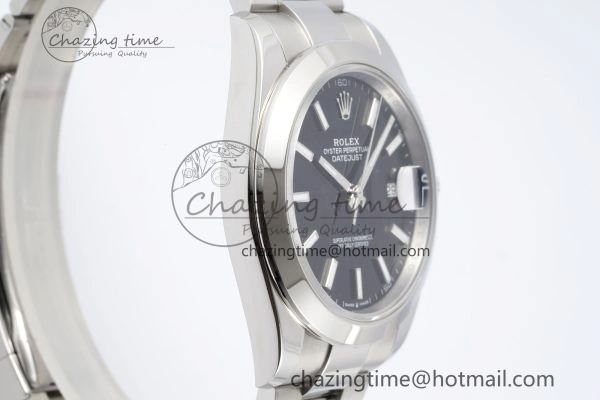 DateJust 41 SS Polished Bezel KING 1:1 Best Edition 904L Steel Black Stick Dial on Oyster Bracelet VR Sophisticated 2166