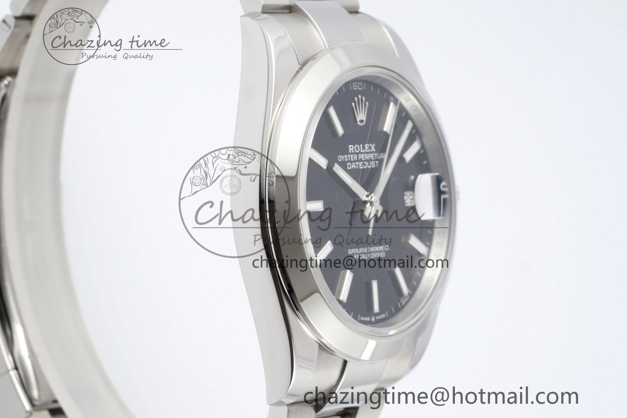 DateJust 41 SS Polished Bezel KING 1:1 Best Edition 904L Steel Black Stick Dial on Oyster Bracelet VR Sophisticated 2166