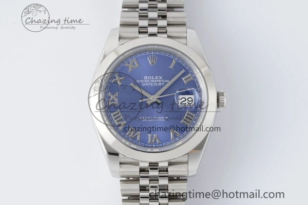 DateJust 41 SS Polished Bezel KING 1:1 Best Edition 904L Steel Blue Roman Dial on Jubilee Bracelet VR WellDesigned 2213
