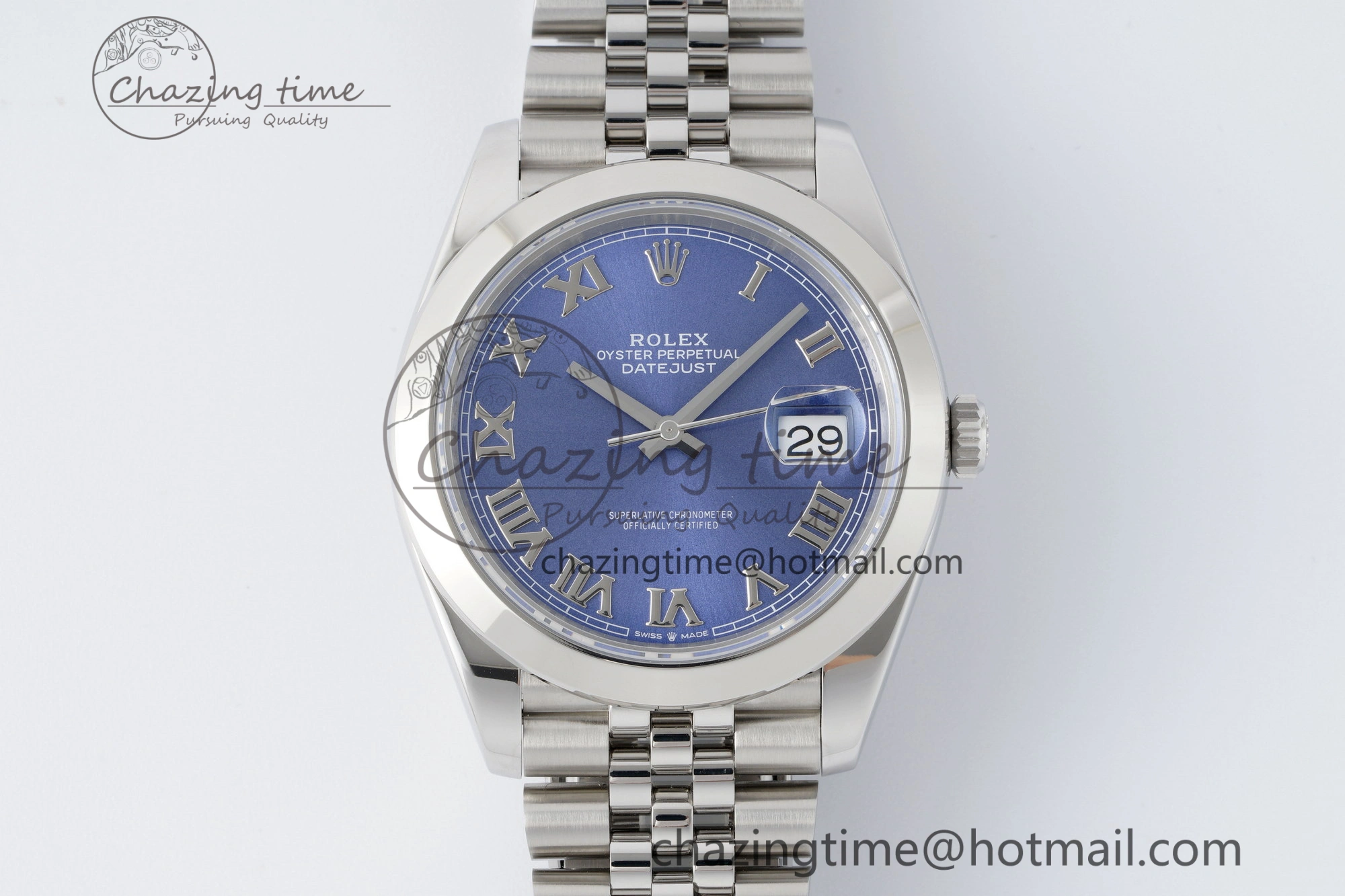 DateJust 41 SS Polished Bezel KING 1:1 Best Edition 904L Steel Blue Roman Dial on Jubilee Bracelet VR WellDesigned 2213