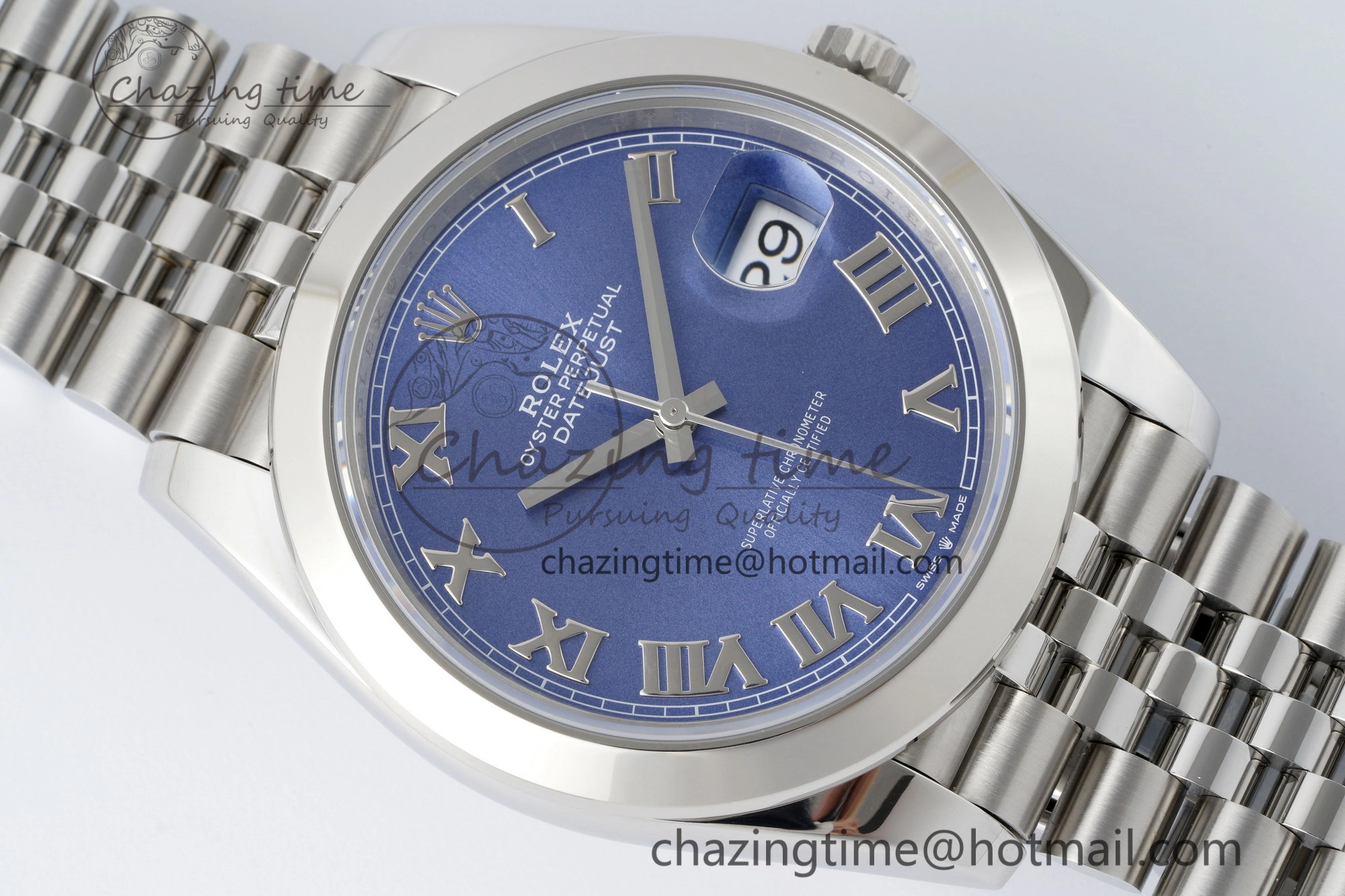 DateJust 41 SS Polished Bezel KING 1:1 Best Edition 904L Steel Blue Roman Dial on Jubilee Bracelet VR WellDesigned 2213