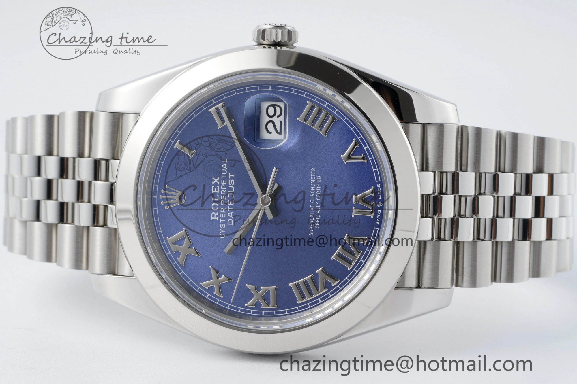 DateJust 41 SS Polished Bezel KING 1:1 Best Edition 904L Steel Blue Roman Dial on Jubilee Bracelet VR WellDesigned 2213