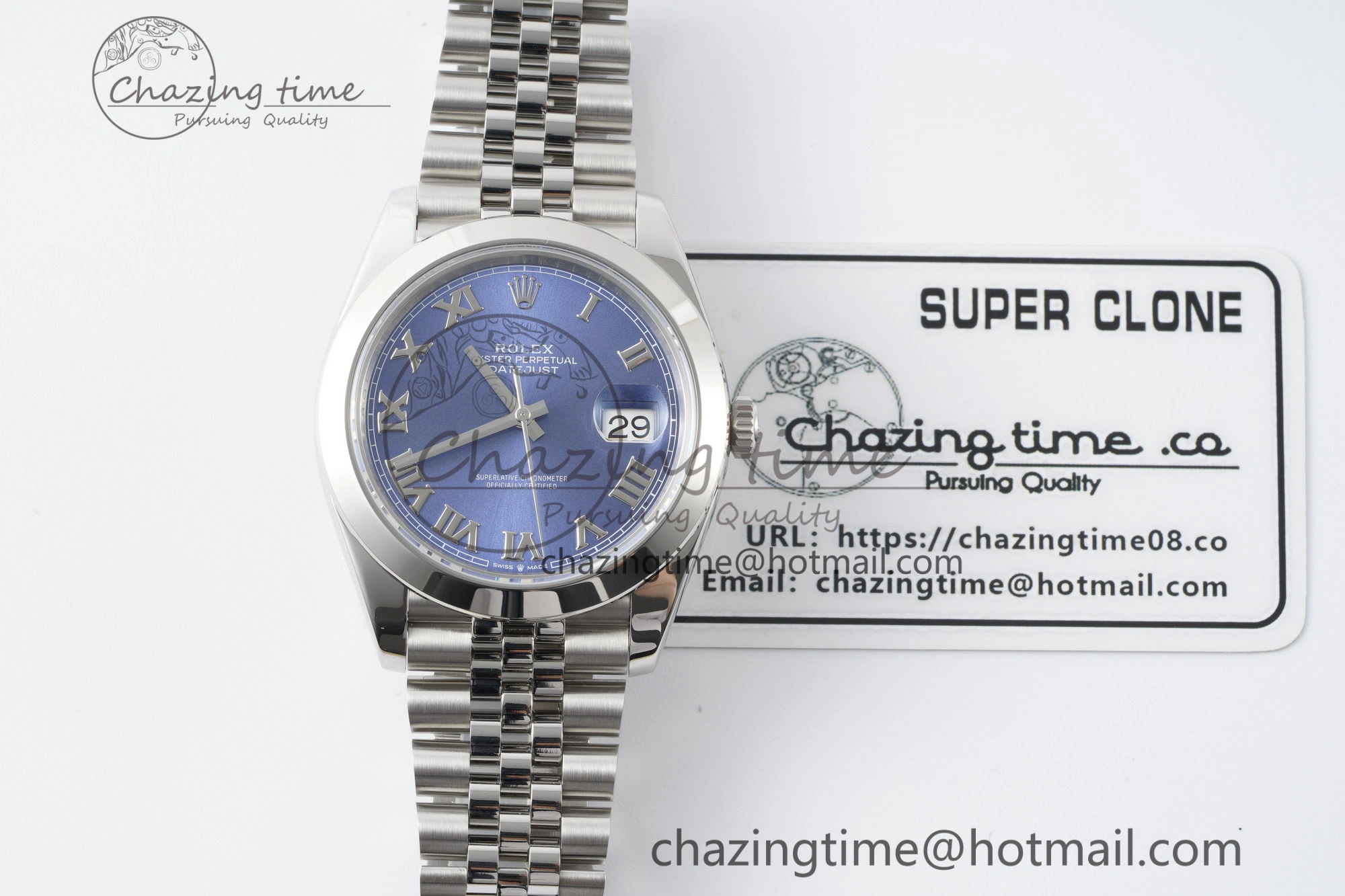 DateJust 41 SS Polished Bezel KING 1:1 Best Edition 904L Steel Blue Roman Dial on Jubilee Bracelet VR WellDesigned 2213