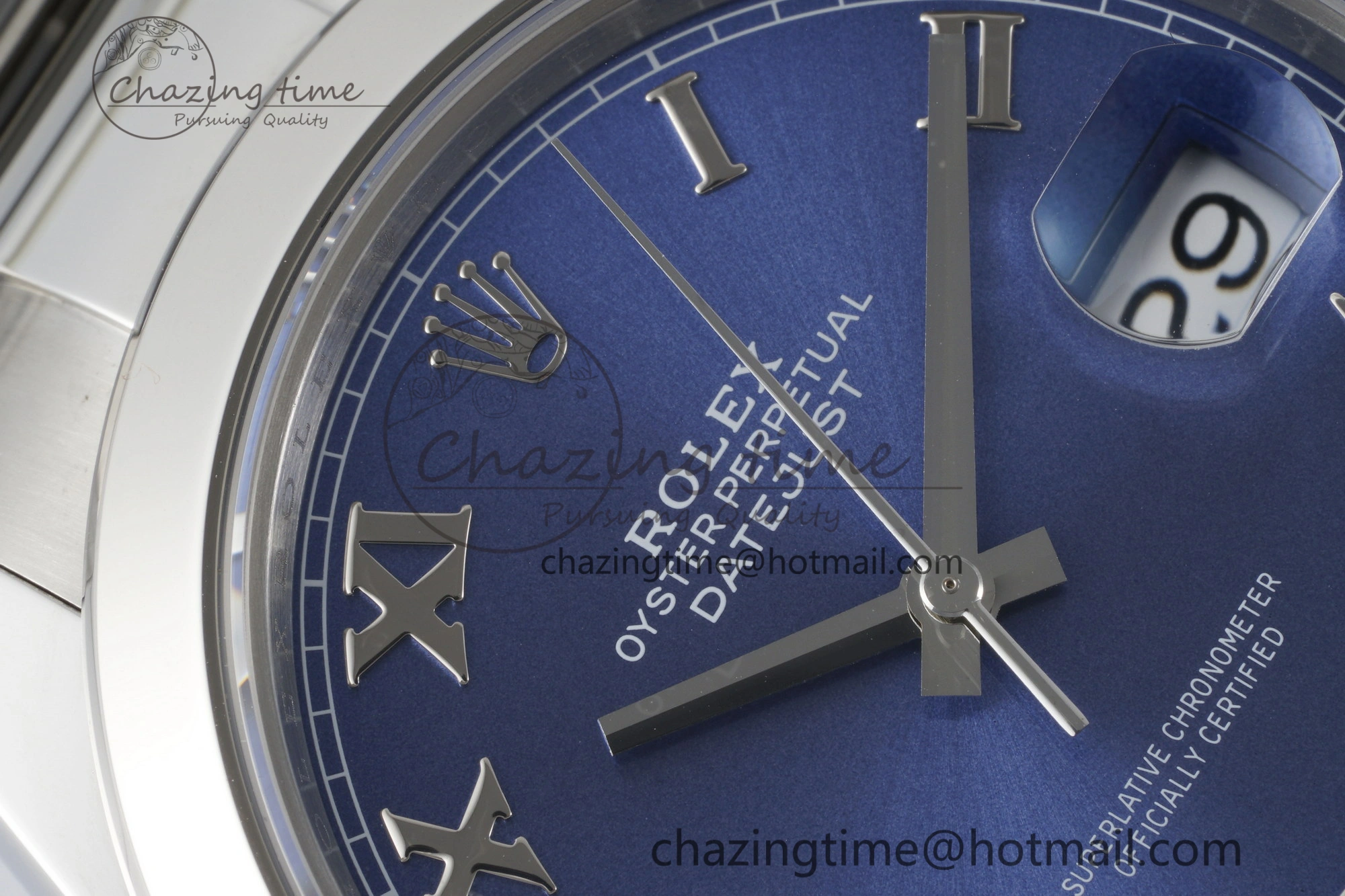 Affordable DateJust 41 SS Polished Bezel KING 1:1 Best Edition 904L Steel Blue Roman Dial on Oyster Bracelet VR 2212