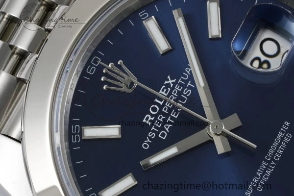 DailyWear DateJust 41 SS Polished Bezel KING 1:1 Best Edition 904L Steel Blue Stick Dial on Jubilee Bracelet VR 2203