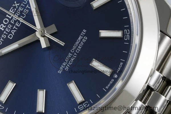 DailyWear DateJust 41 SS Polished Bezel KING 1:1 Best Edition 904L Steel Blue Stick Dial on Jubilee Bracelet VR 2203