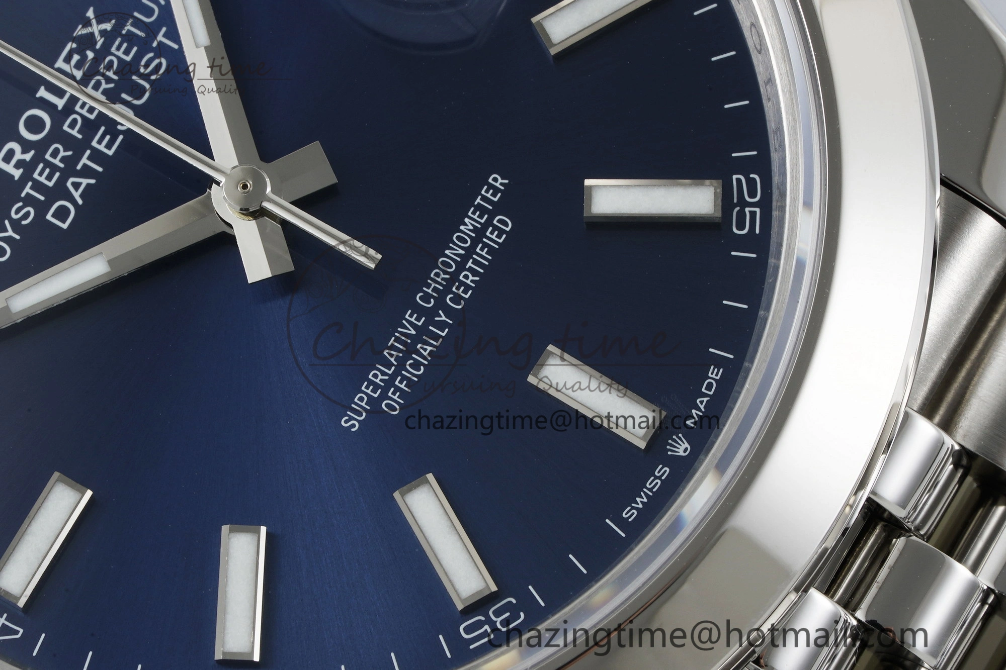 DailyWear DateJust 41 SS Polished Bezel KING 1:1 Best Edition 904L Steel Blue Stick Dial on Jubilee Bracelet VR 2203