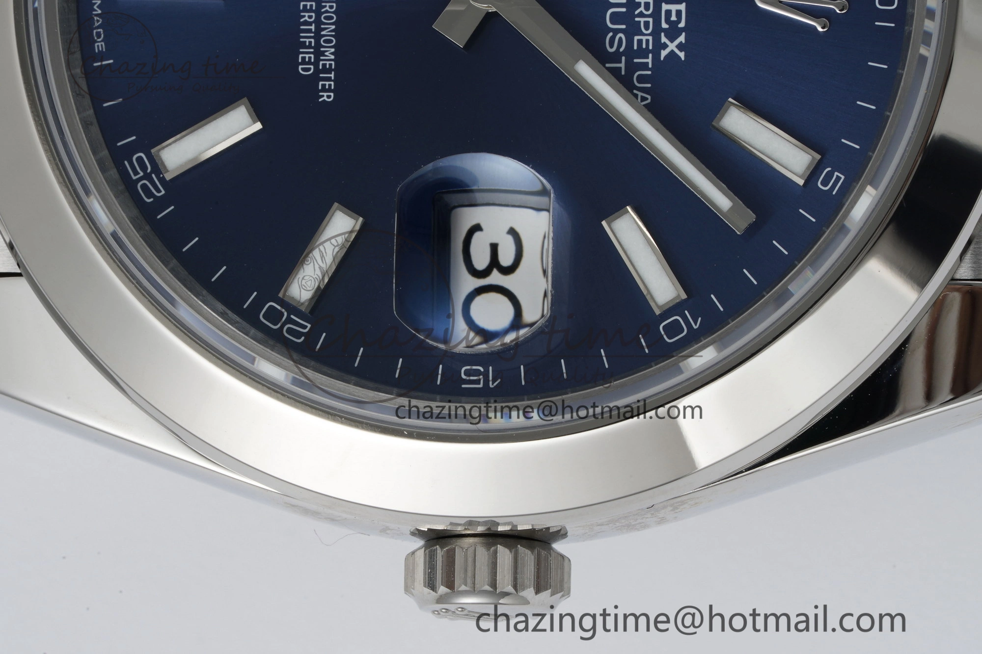 DailyWear DateJust 41 SS Polished Bezel KING 1:1 Best Edition 904L Steel Blue Stick Dial on Jubilee Bracelet VR 2203