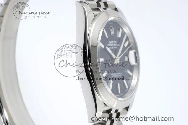DailyWear DateJust 41 SS Polished Bezel KING 1:1 Best Edition 904L Steel Blue Stick Dial on Jubilee Bracelet VR 2203