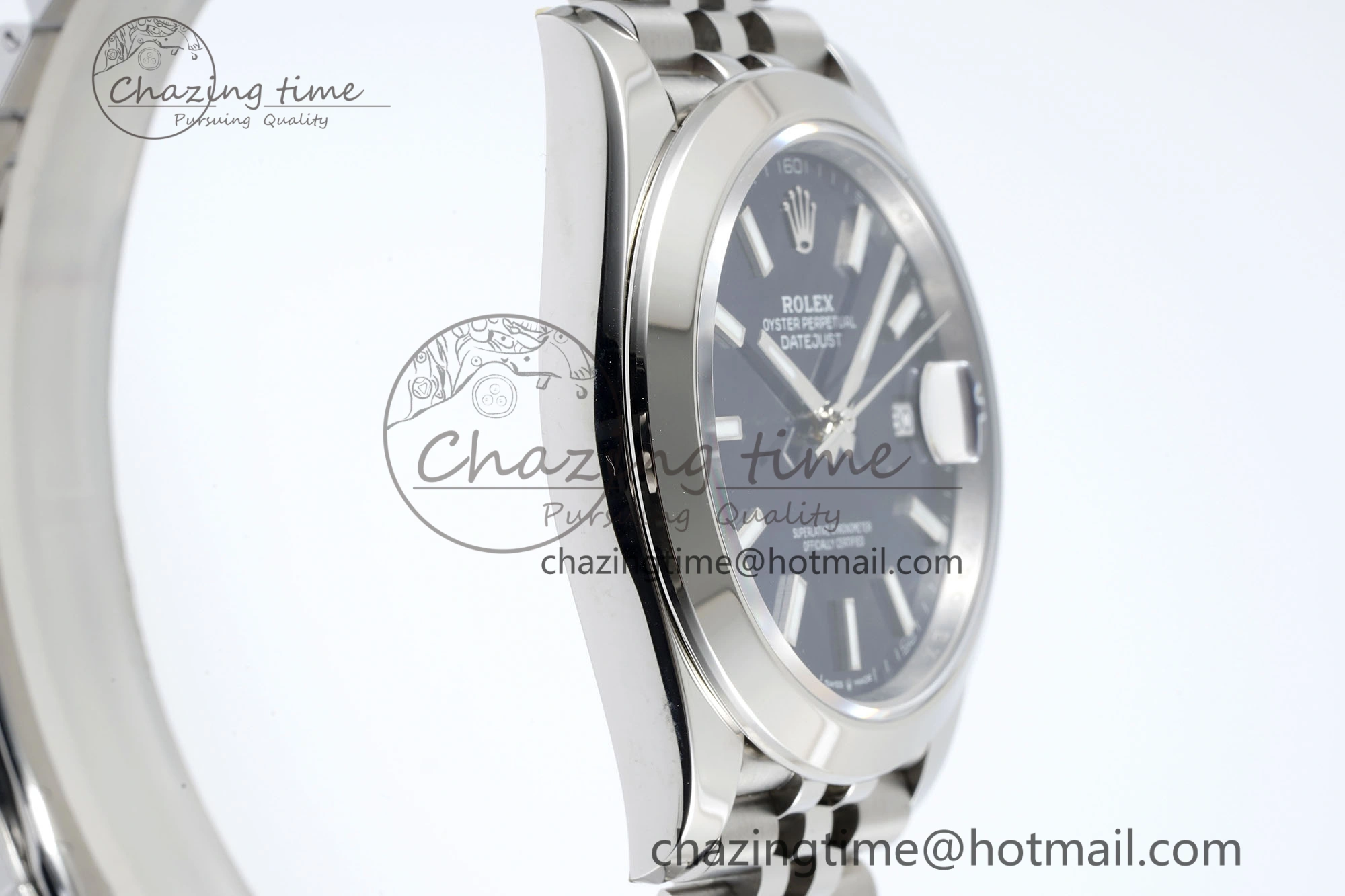 DailyWear DateJust 41 SS Polished Bezel KING 1:1 Best Edition 904L Steel Blue Stick Dial on Jubilee Bracelet VR 2203