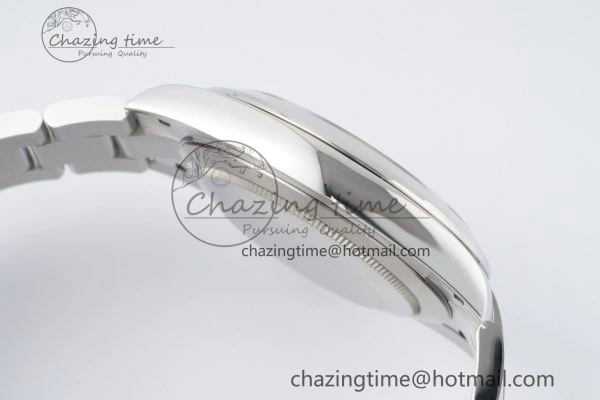 Sleek DateJust 41 SS Polished Bezel KING 1:1 Best Edition 904L Steel Gray Dial Green Roman on Oyster Bracelet VR 2163