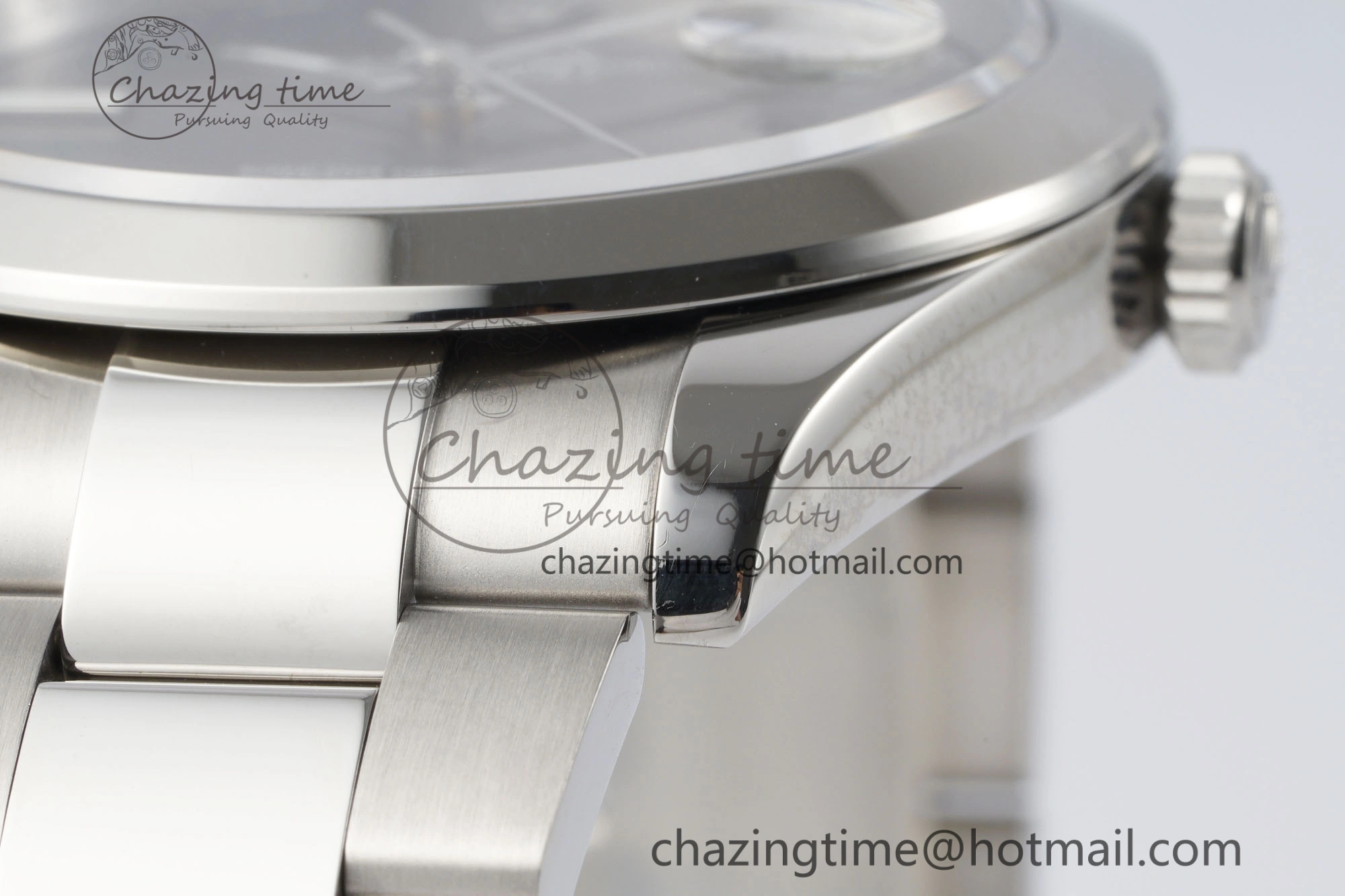 Sleek DateJust 41 SS Polished Bezel KING 1:1 Best Edition 904L Steel Gray Dial Green Roman on Oyster Bracelet VR 2163