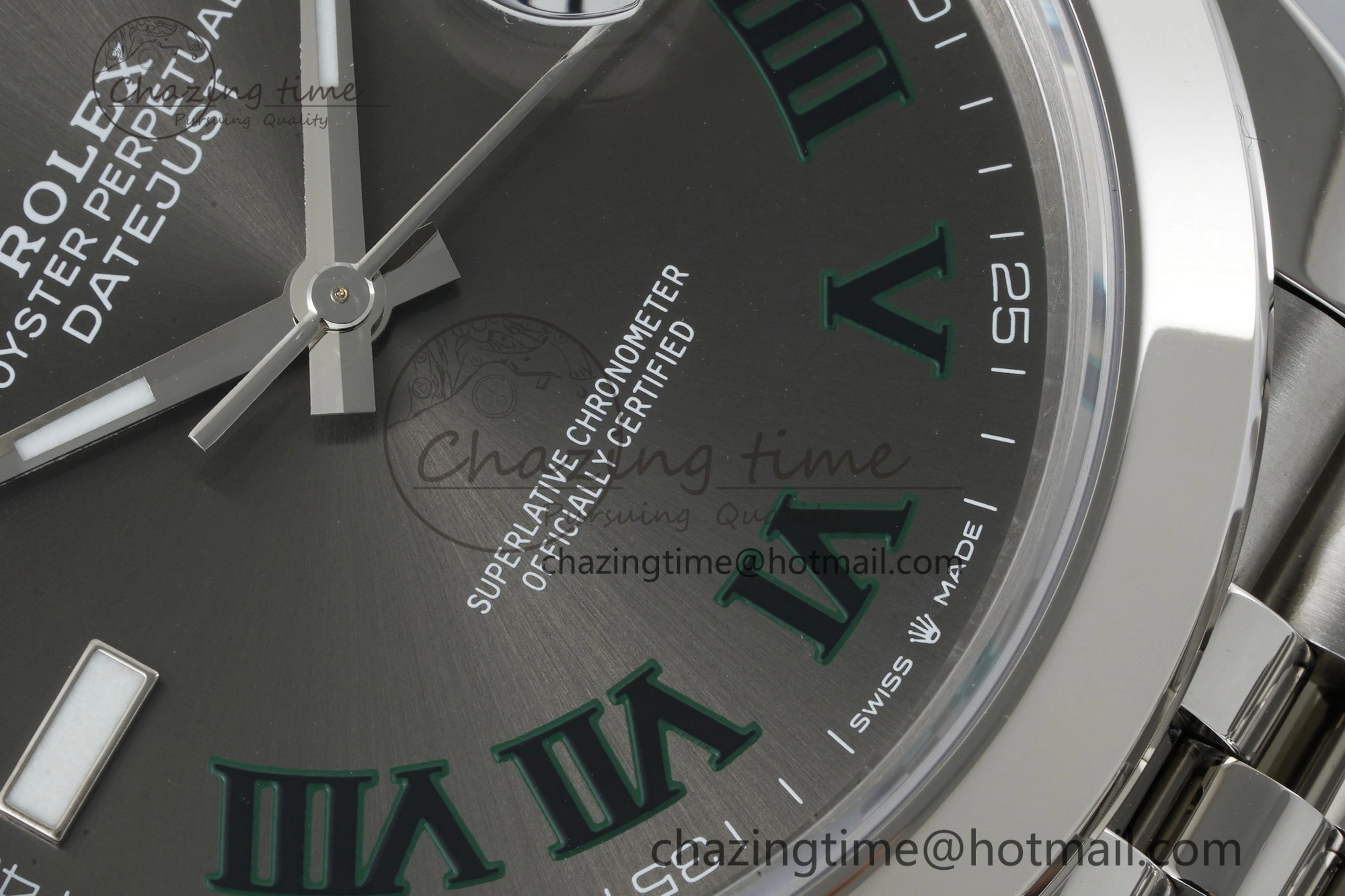 BestValue DateJust 41 SS Polished Bezel KING 1:1 Best Edition 904L Steel Gray Green Roman Dial on Jubilee Bracelet VR 2206