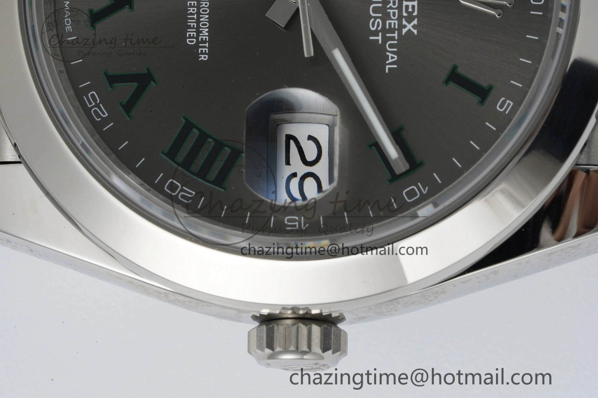 BestValue DateJust 41 SS Polished Bezel KING 1:1 Best Edition 904L Steel Gray Green Roman Dial on Jubilee Bracelet VR 2206