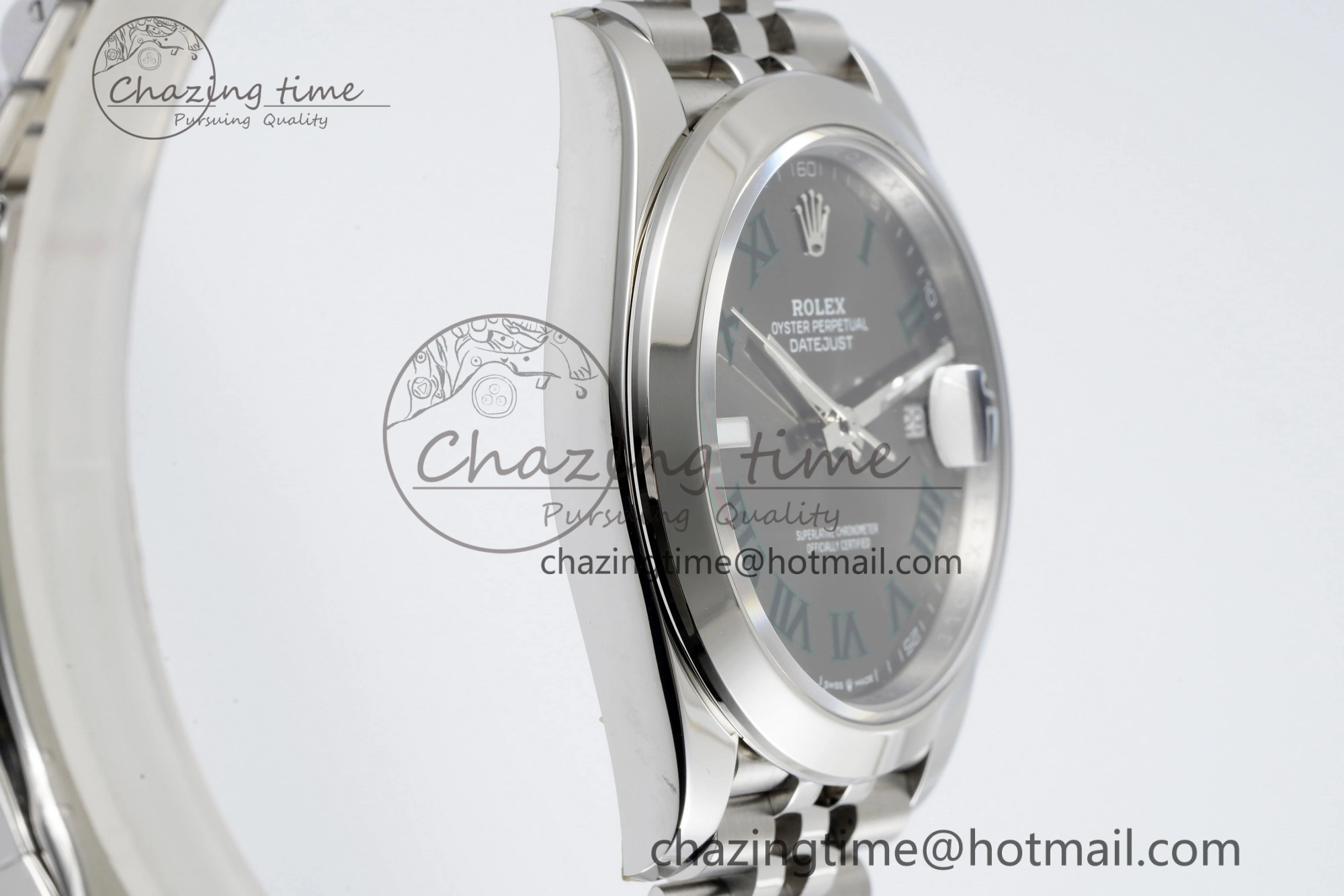 BestValue DateJust 41 SS Polished Bezel KING 1:1 Best Edition 904L Steel Gray Green Roman Dial on Jubilee Bracelet VR 2206