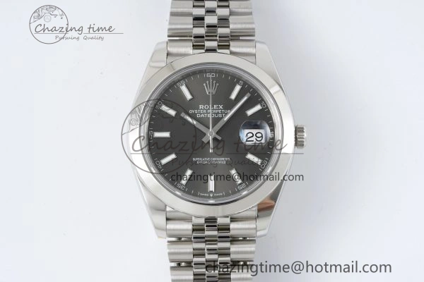 MultiPurpose DateJust 41 SS Polished Bezel KING 1:1 Best Edition 904L Steel Gray Stick Dial on Jubilee Bracelet VR 2207
