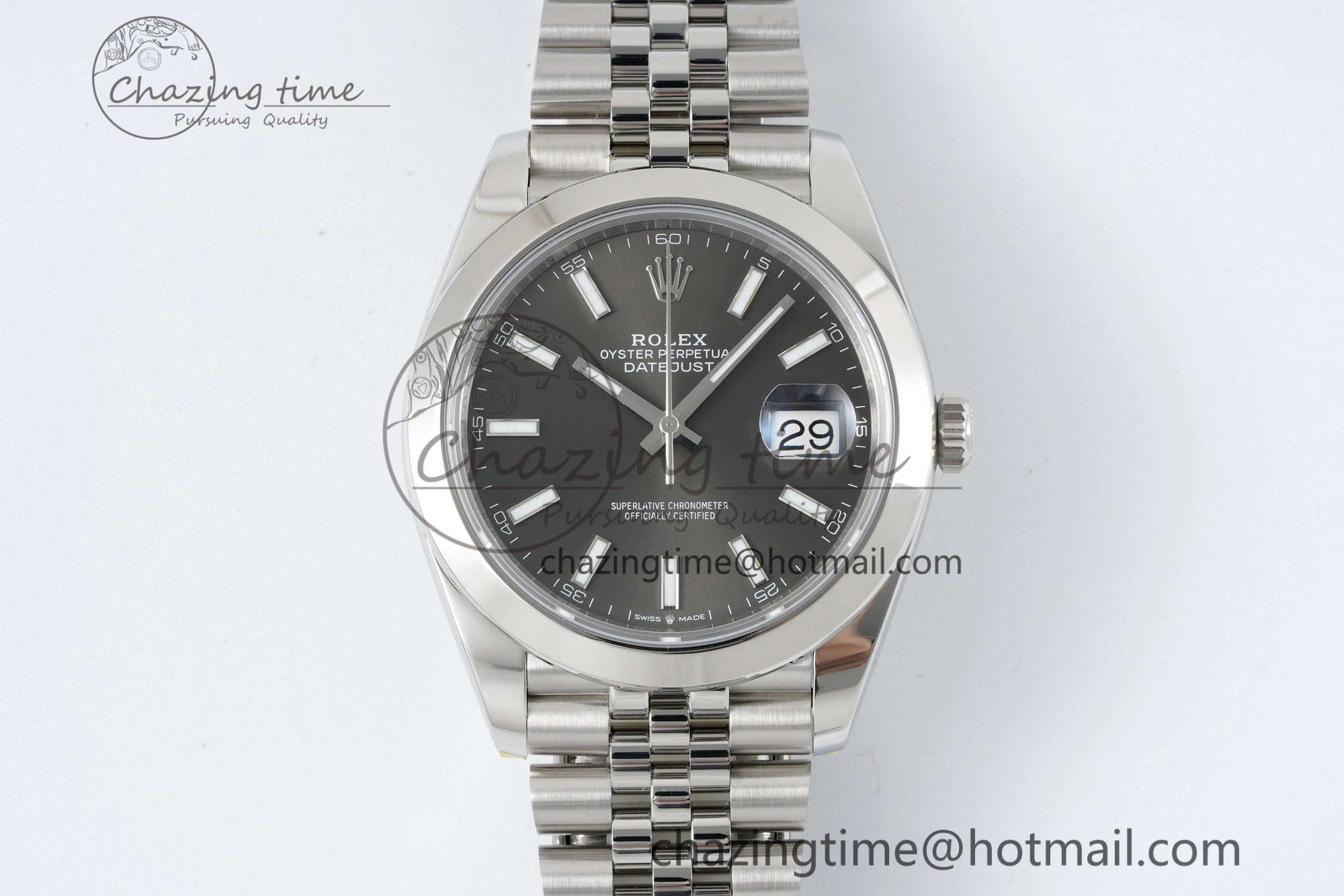 MultiPurpose DateJust 41 SS Polished Bezel KING 1:1 Best Edition 904L Steel Gray Stick Dial on Jubilee Bracelet VR 2207