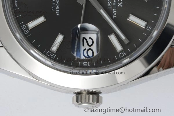 MultiPurpose DateJust 41 SS Polished Bezel KING 1:1 Best Edition 904L Steel Gray Stick Dial on Jubilee Bracelet VR 2207