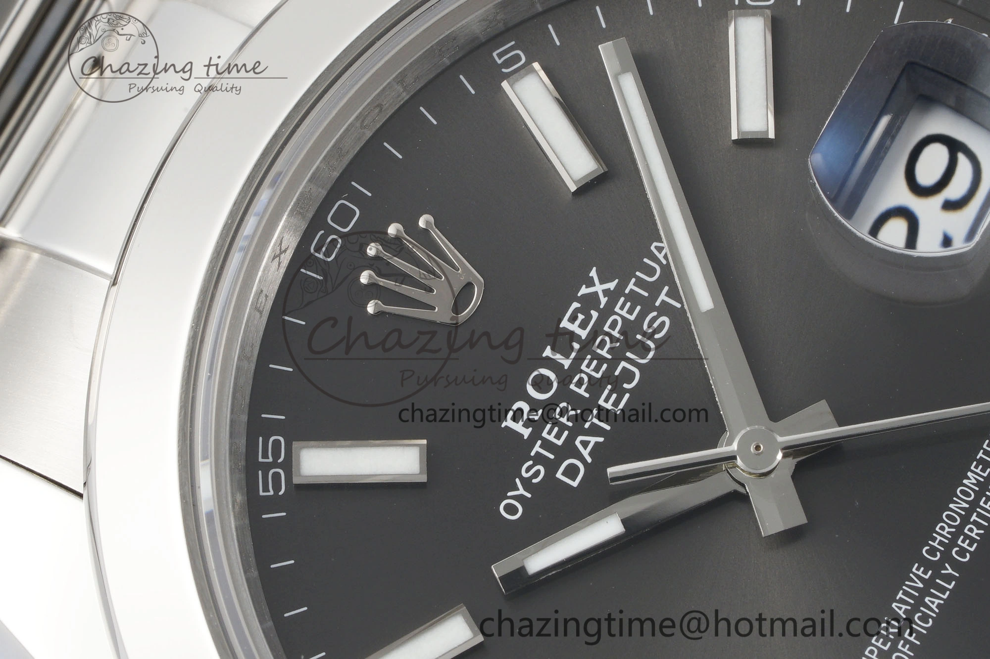 Fashionable DateJust 41 SS Polished Bezel KING 1:1 Best Edition 904L Steel Gray Stick Dial on Oyster Bracelet VR 2162