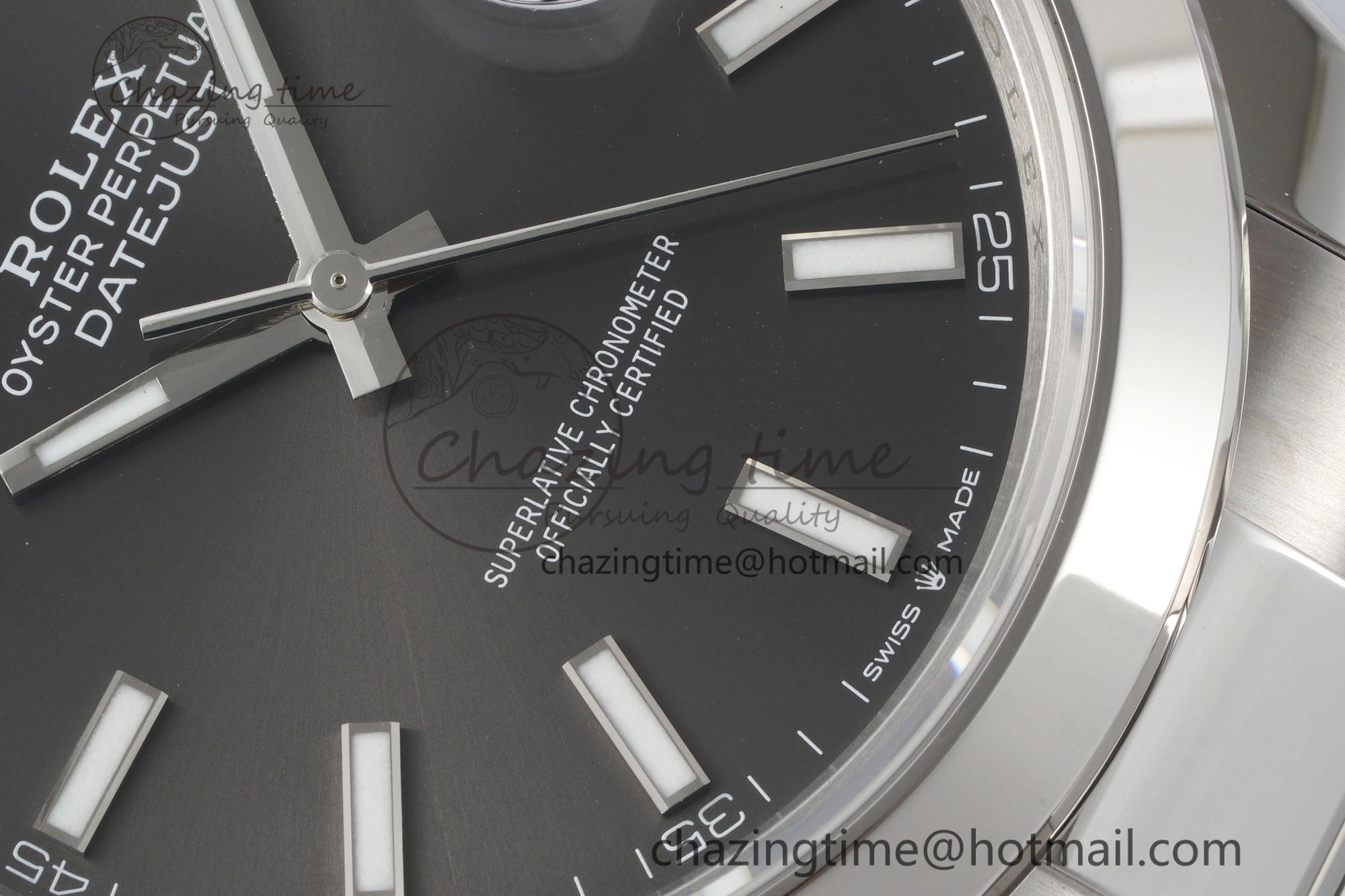 Fashionable DateJust 41 SS Polished Bezel KING 1:1 Best Edition 904L Steel Gray Stick Dial on Oyster Bracelet VR 2162