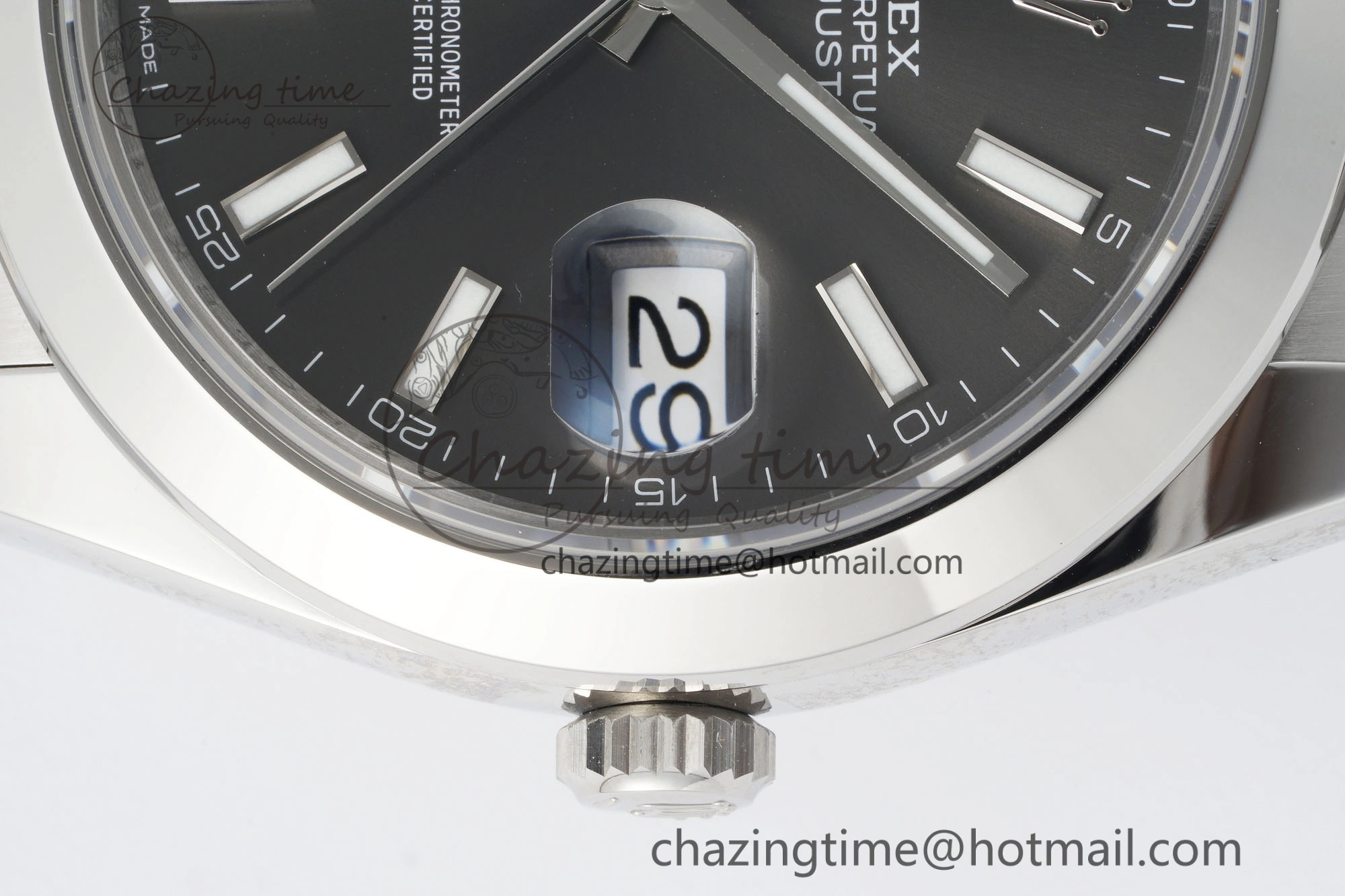 Fashionable DateJust 41 SS Polished Bezel KING 1:1 Best Edition 904L Steel Gray Stick Dial on Oyster Bracelet VR 2162
