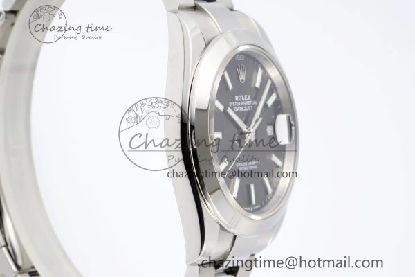 Fashionable DateJust 41 SS Polished Bezel KING 1:1 Best Edition 904L Steel Gray Stick Dial on Oyster Bracelet VR 2162