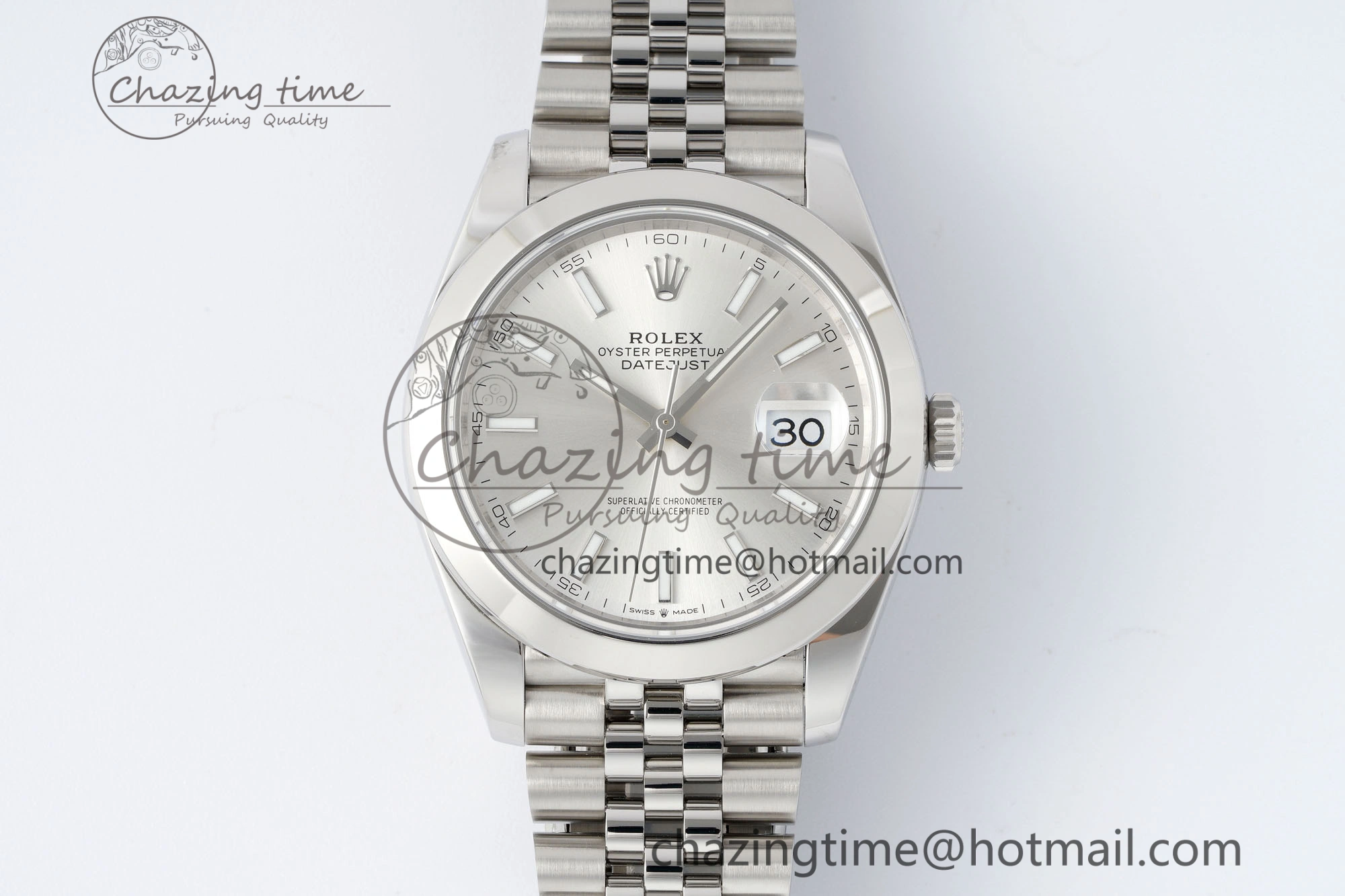 Sleek DateJust 41 SS Polished Bezel KING 1:1 Best Edition 904L Steel Silver Stick Dial on Jubilee Bracelet VR 2159