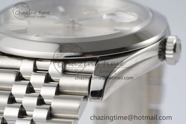 Sleek DateJust 41 SS Polished Bezel KING 1:1 Best Edition 904L Steel Silver Stick Dial on Jubilee Bracelet VR 2159