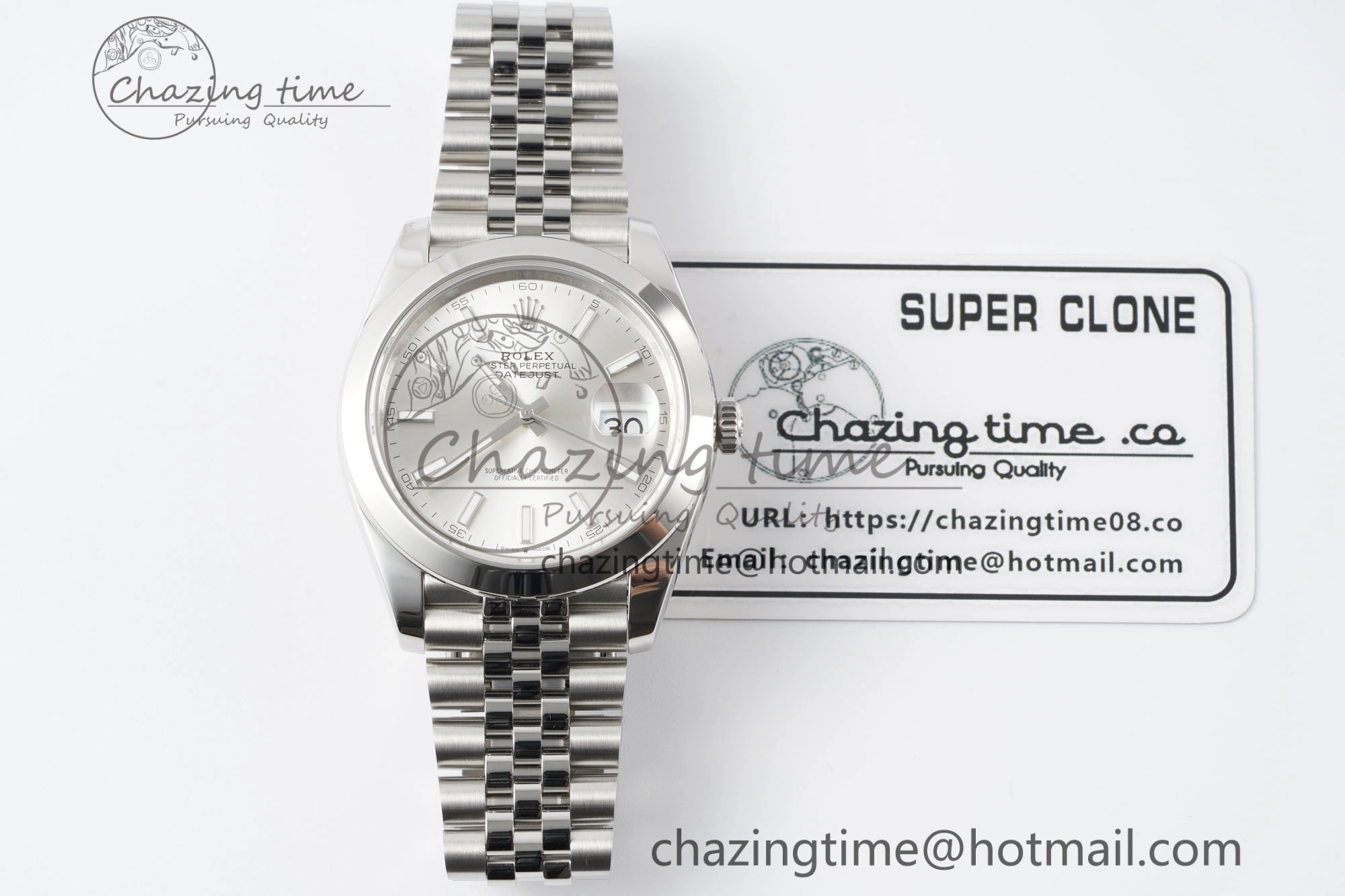 Sleek DateJust 41 SS Polished Bezel KING 1:1 Best Edition 904L Steel Silver Stick Dial on Jubilee Bracelet VR 2159