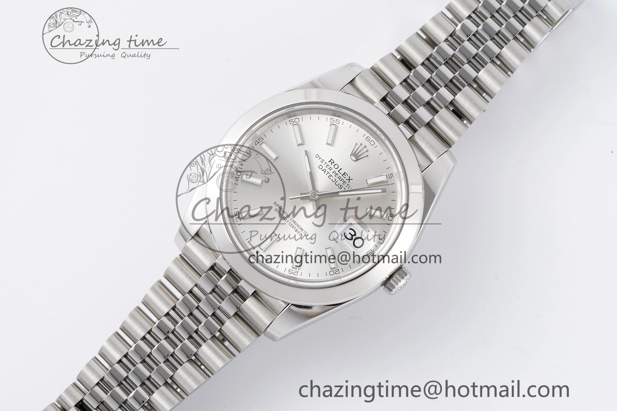 Sleek DateJust 41 SS Polished Bezel KING 1:1 Best Edition 904L Steel Silver Stick Dial on Jubilee Bracelet VR 2159