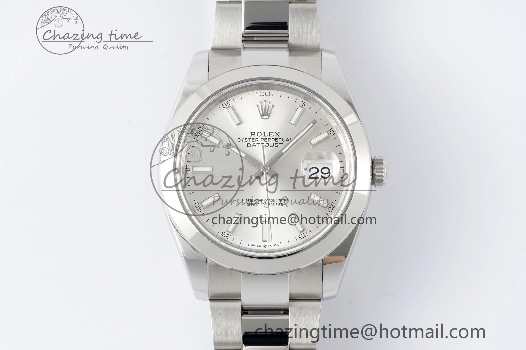 Sporty DateJust 41 SS Polished Bezel KING 1:1 Best Edition 904L Steel Silver Stick Dial on Oyster Bracelet VR 2167
