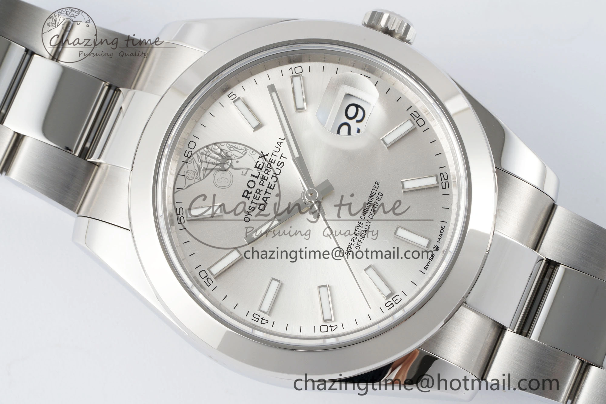 Sporty DateJust 41 SS Polished Bezel KING 1:1 Best Edition 904L Steel Silver Stick Dial on Oyster Bracelet VR 2167