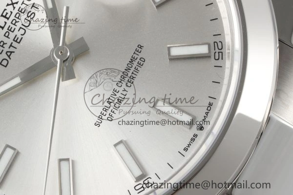 Sporty DateJust 41 SS Polished Bezel KING 1:1 Best Edition 904L Steel Silver Stick Dial on Oyster Bracelet VR 2167
