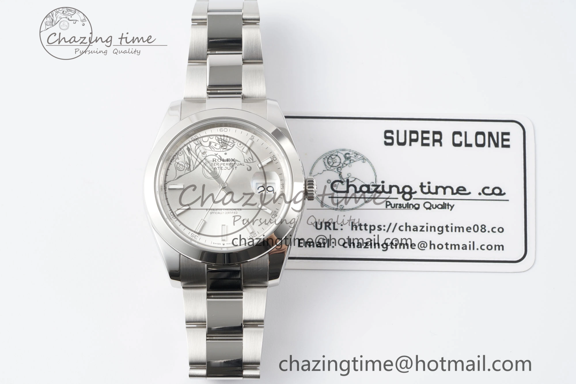 Sporty DateJust 41 SS Polished Bezel KING 1:1 Best Edition 904L Steel Silver Stick Dial on Oyster Bracelet VR 2167