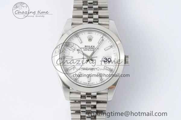 DateJust 41 SS Polished Bezel KING 1:1 Best Edition 904L Steel White Stick Dial on Jubilee Bracelet VR FreshLook 2160