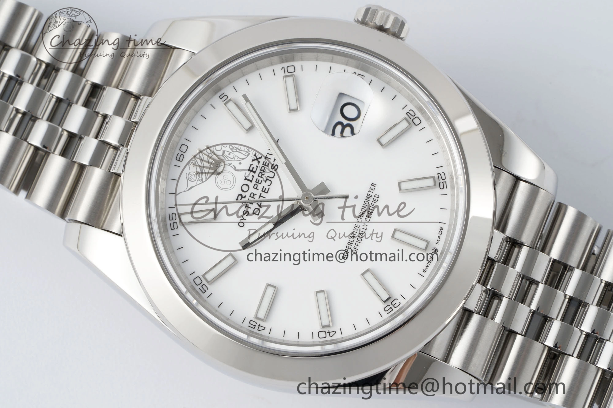 DateJust 41 SS Polished Bezel KING 1:1 Best Edition 904L Steel White Stick Dial on Jubilee Bracelet VR FreshLook 2160