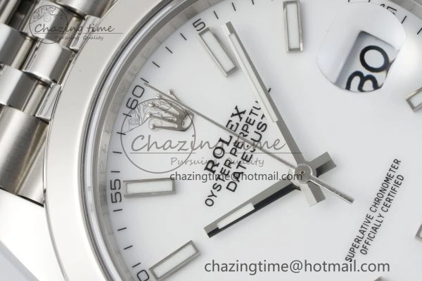 DateJust 41 SS Polished Bezel KING 1:1 Best Edition 904L Steel White Stick Dial on Jubilee Bracelet VR FreshLook 2160