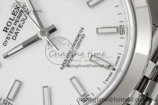 DateJust 41 SS Polished Bezel KING 1:1 Best Edition 904L Steel White Stick Dial on Jubilee Bracelet VR FreshLook 2160