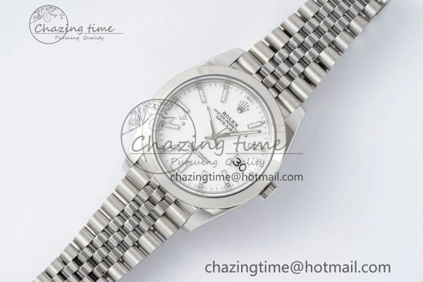 DateJust 41 SS Polished Bezel KING 1:1 Best Edition 904L Steel White Stick Dial on Jubilee Bracelet VR FreshLook 2160