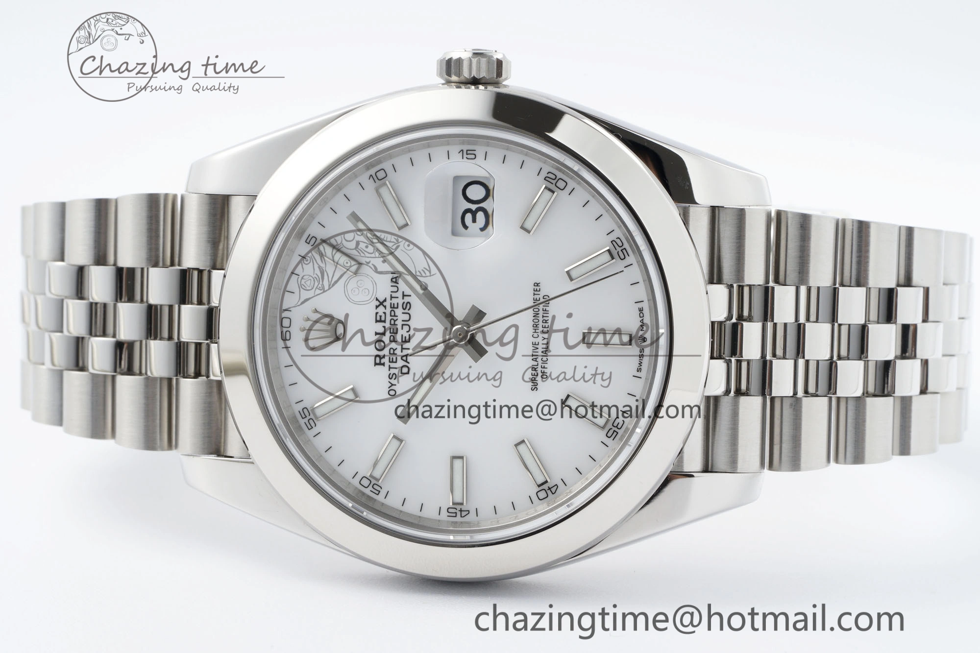 DateJust 41 SS Polished Bezel KING 1:1 Best Edition 904L Steel White Stick Dial on Jubilee Bracelet VR FreshLook 2160