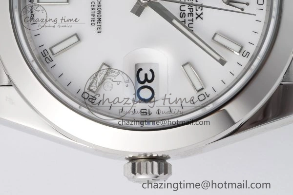 DateJust 41 SS Polished Bezel KING 1:1 Best Edition 904L Steel White Stick Dial on Jubilee Bracelet VR FreshLook 2160