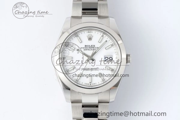 DateJust 41 SS Polished Bezel KING 1:1 Best Edition 904L Steel White Stick Dial on Oyster Bracelet VR Affordable 2164