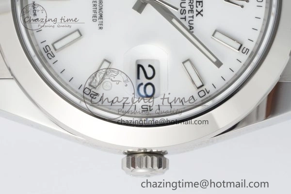 DateJust 41 SS Polished Bezel KING 1:1 Best Edition 904L Steel White Stick Dial on Oyster Bracelet VR Affordable 2164