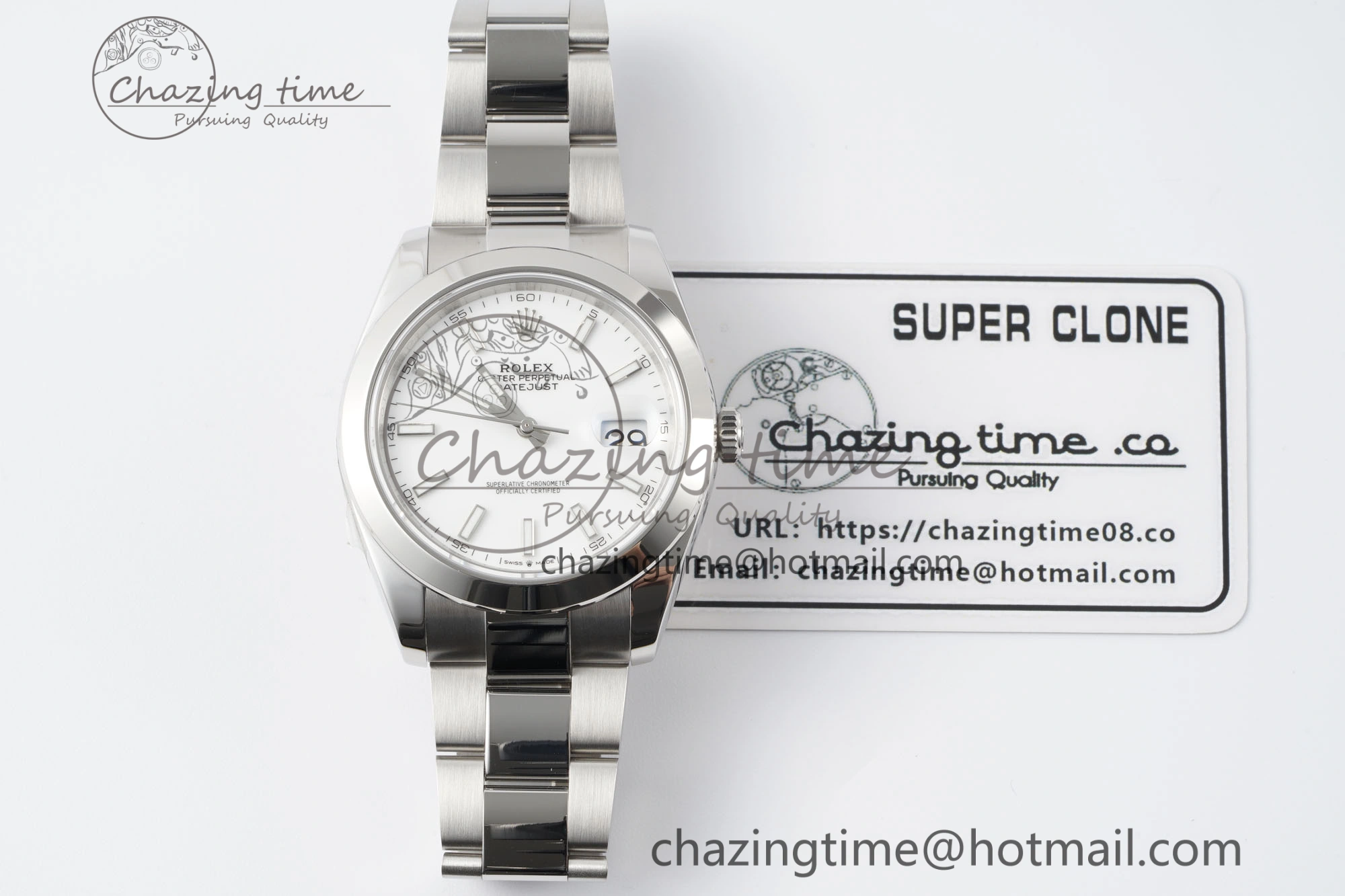 DateJust 41 SS Polished Bezel KING 1:1 Best Edition 904L Steel White Stick Dial on Oyster Bracelet VR Affordable 2164