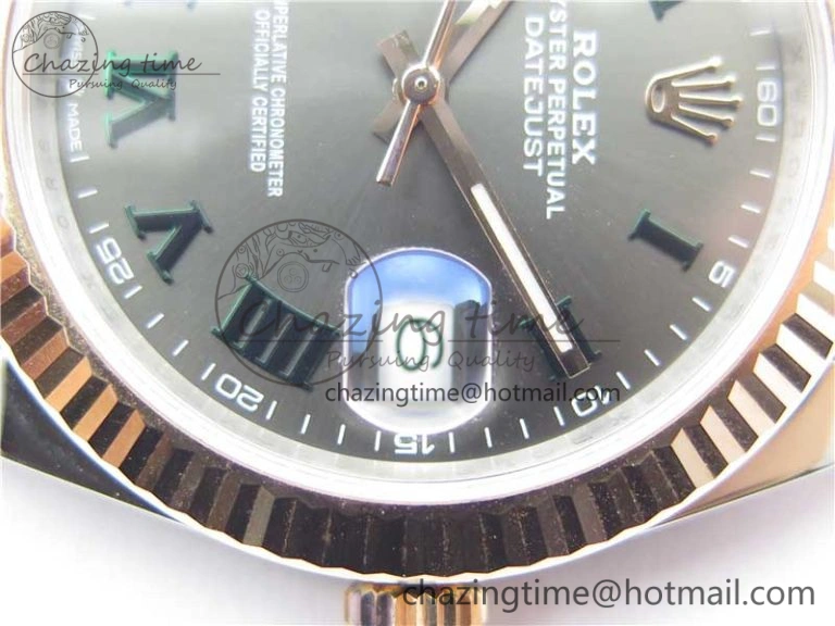 DateJust 41 SS RG 126333 Fluted Bezel DJF Best Edition 904L Steel Gray Dial Green Roman Markers on Jubilee Bracelet A Stylish 10556