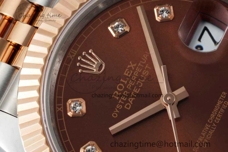 Affordable DateJust 41 SS RG JDF 1:1 Best Edition 904L Steel Brown Diamonds Dial on SS RG Jubilee Bracelet VR3235 V 2114