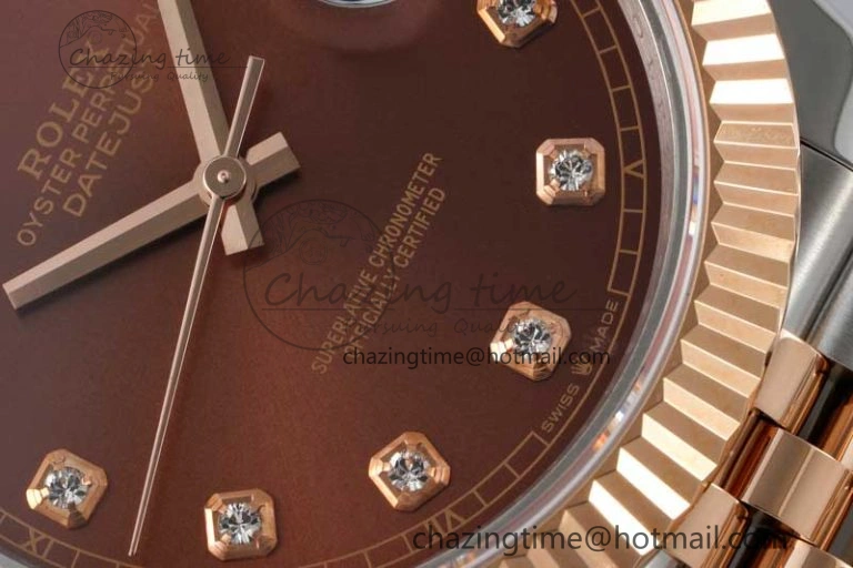 Affordable DateJust 41 SS RG JDF 1:1 Best Edition 904L Steel Brown Diamonds Dial on SS RG Jubilee Bracelet VR3235 V 2114