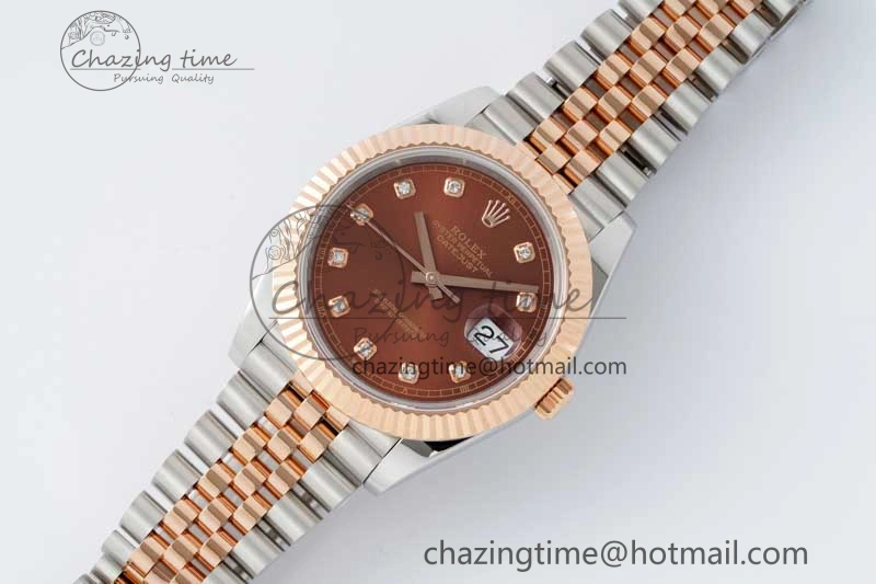 Affordable DateJust 41 SS RG JDF 1:1 Best Edition 904L Steel Brown Diamonds Dial on SS RG Jubilee Bracelet VR3235 V 2114