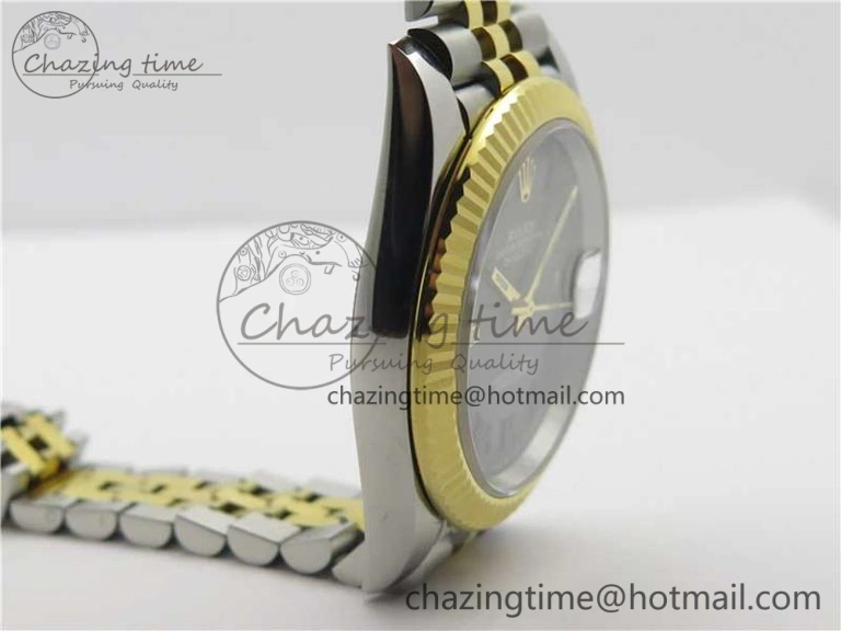 Breathable DateJust 41 SS YG 126333 Fluted Bezel DJF Best Edition 904L Steel Gray Dial Green Roman Markers on Jubilee Bracelet A 3194