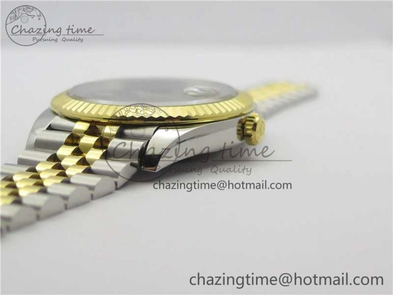 Breathable DateJust 41 SS YG 126333 Fluted Bezel DJF Best Edition 904L Steel Gray Dial Green Roman Markers on Jubilee Bracelet A 3194